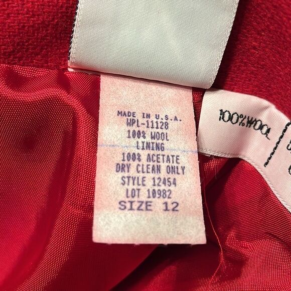 VINTAGE 90s maggie lawrence red wool skirt size 12 - Picture 6 of 10